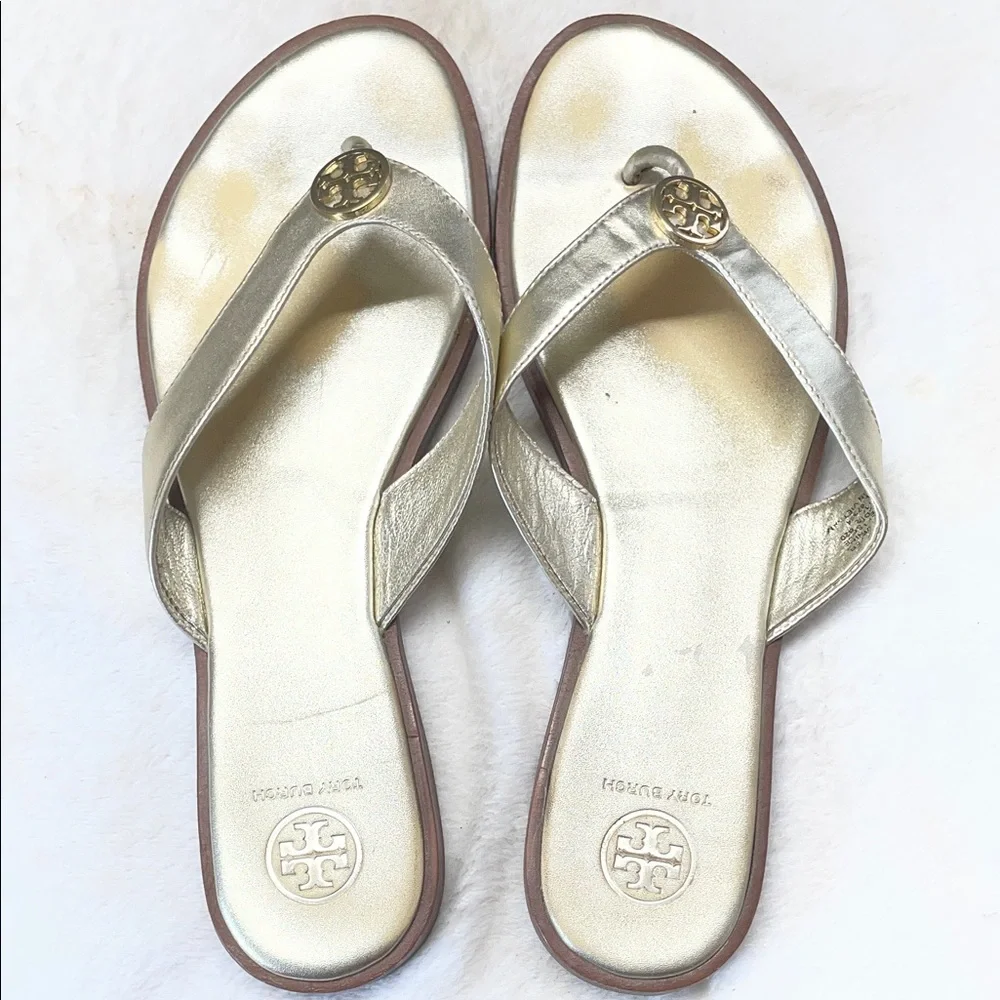 Tory Burch Gold Thong Sandals‎